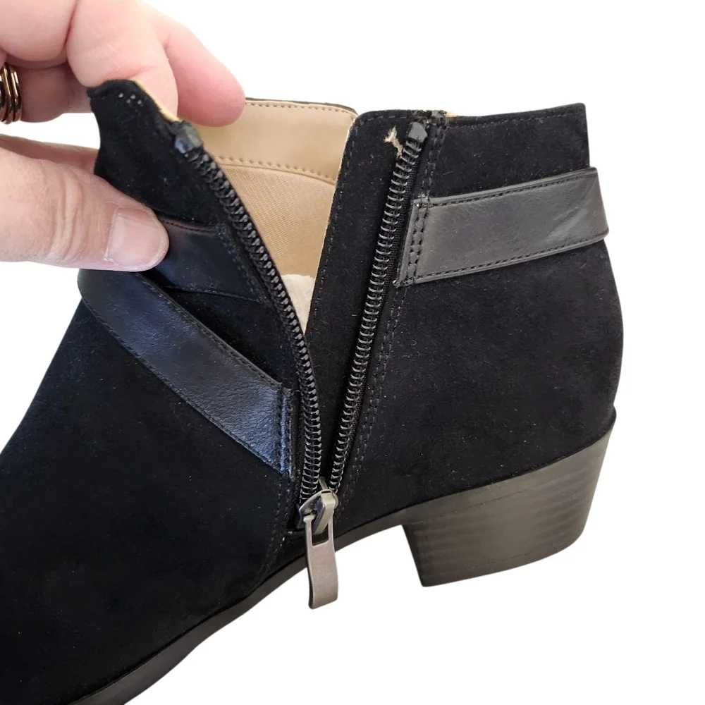 LifeStride Ally ankle bootie, faux-leather upper, wrap-around strap with buckle,
